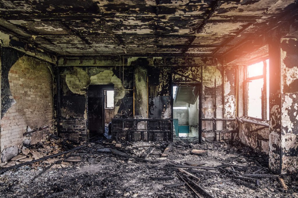 A room is completely destroyed by a fire in a Arlington home.